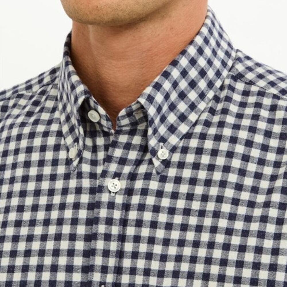 Bonobos Shirt Sz L Standard fit Navy Gingham Check Button Down Soft Flannel like
